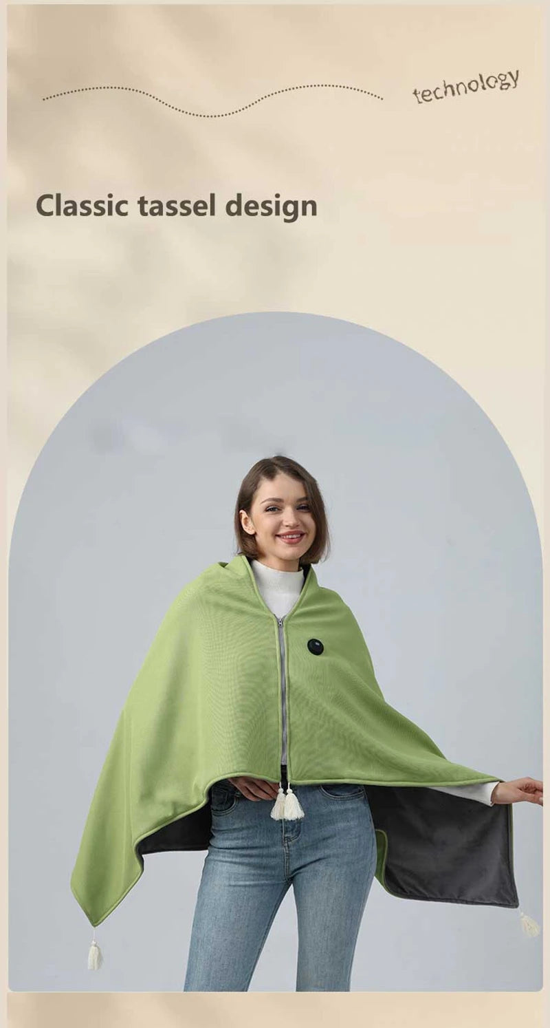 USB Heated Wearable Blanket Shawl with 3 Temperature Settings