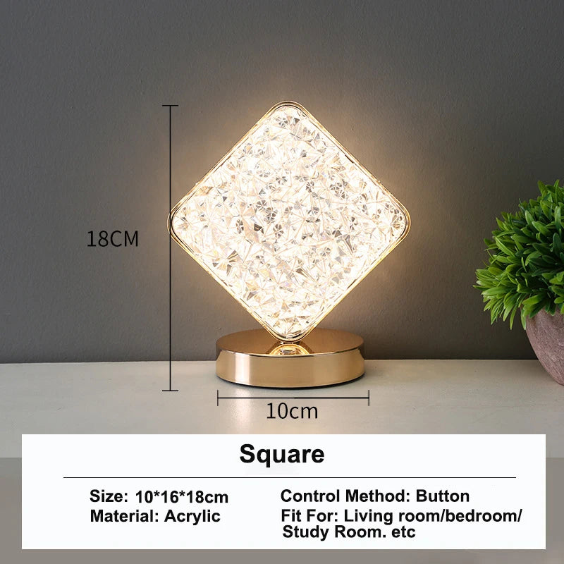 Touch Control 3D Crystal Night Light with Dimmable LED
