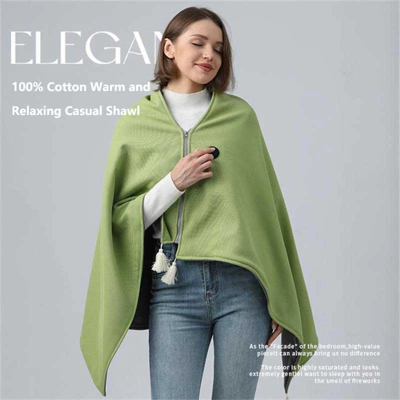 USB Heated Wearable Blanket Shawl with 3 Temperature Settings