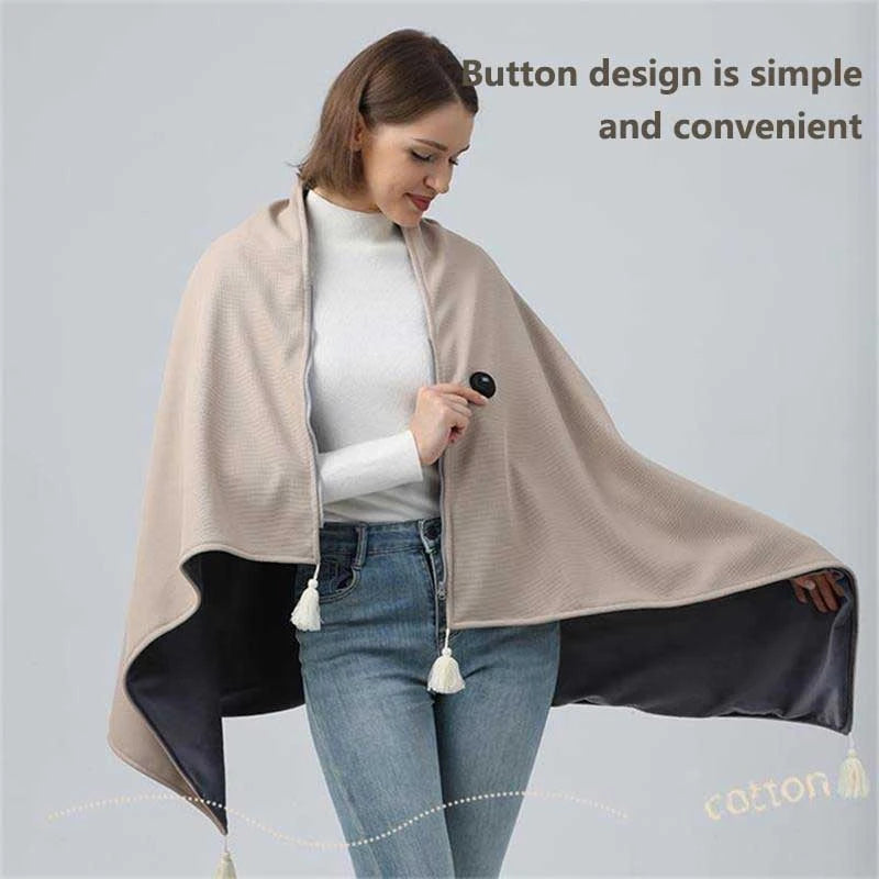 USB Heated Wearable Blanket Shawl with 3 Temperature Settings