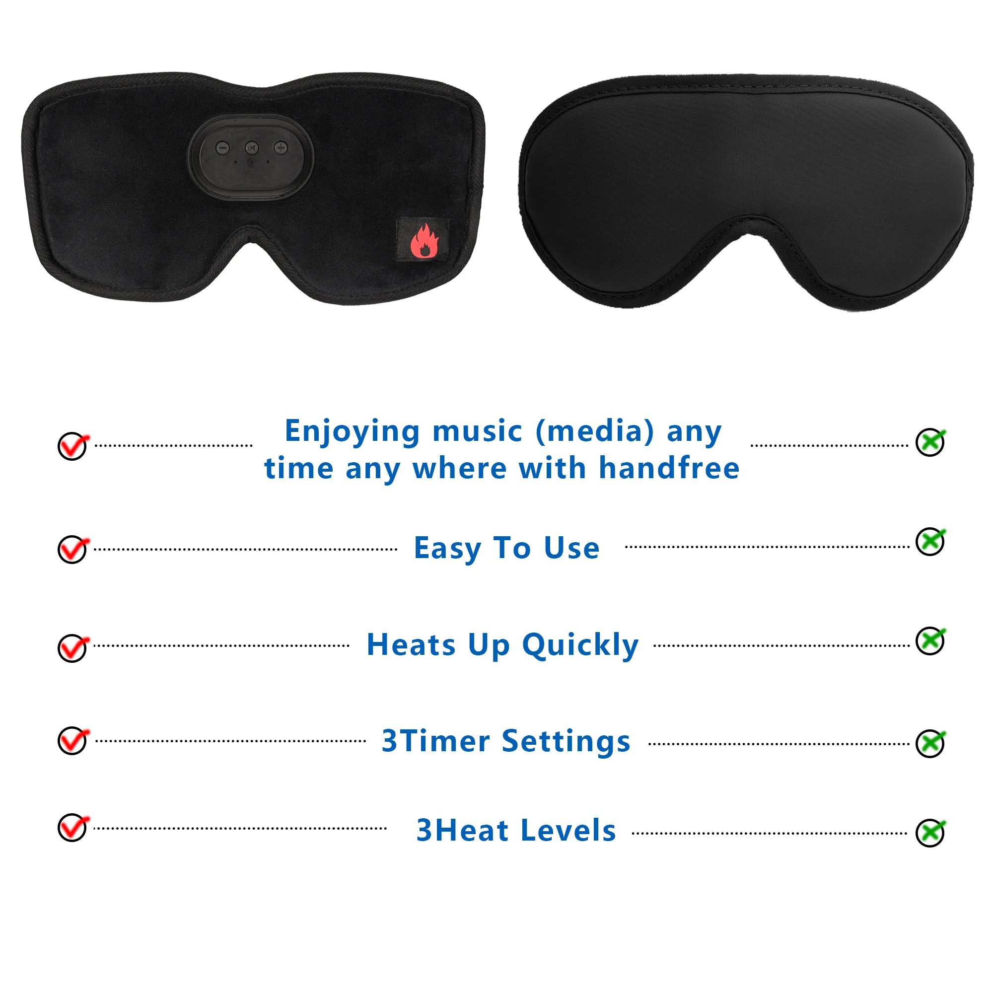 Heated Bluetooth Sleep Mask with Wireless Headphones