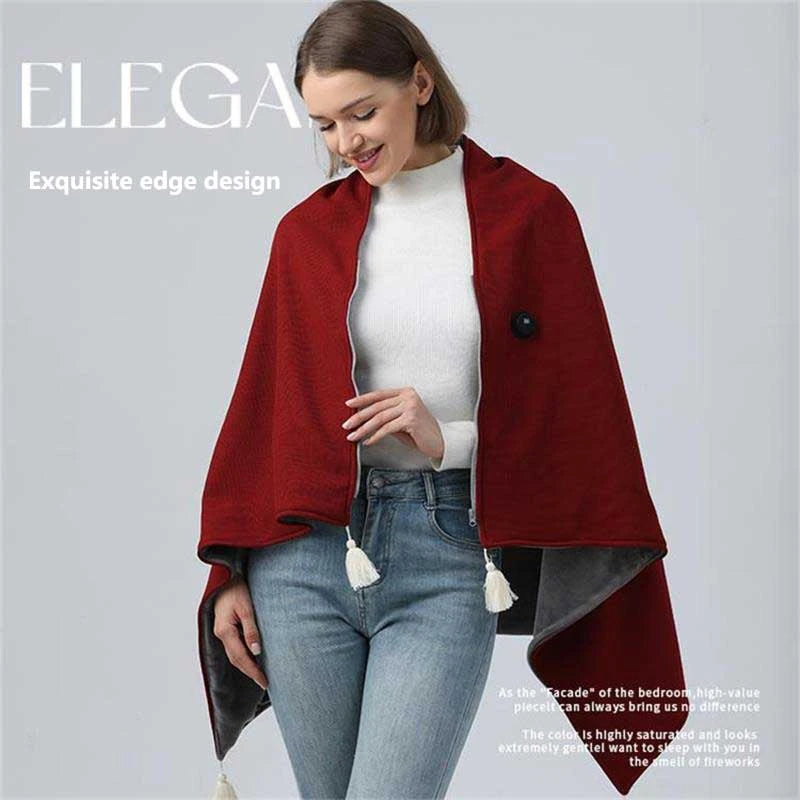 USB Heated Wearable Blanket Shawl with 3 Temperature Settings