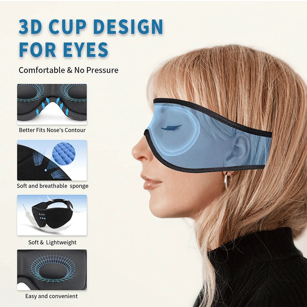 3D Bluetooth Sleep Mask with Wireless Headphones
