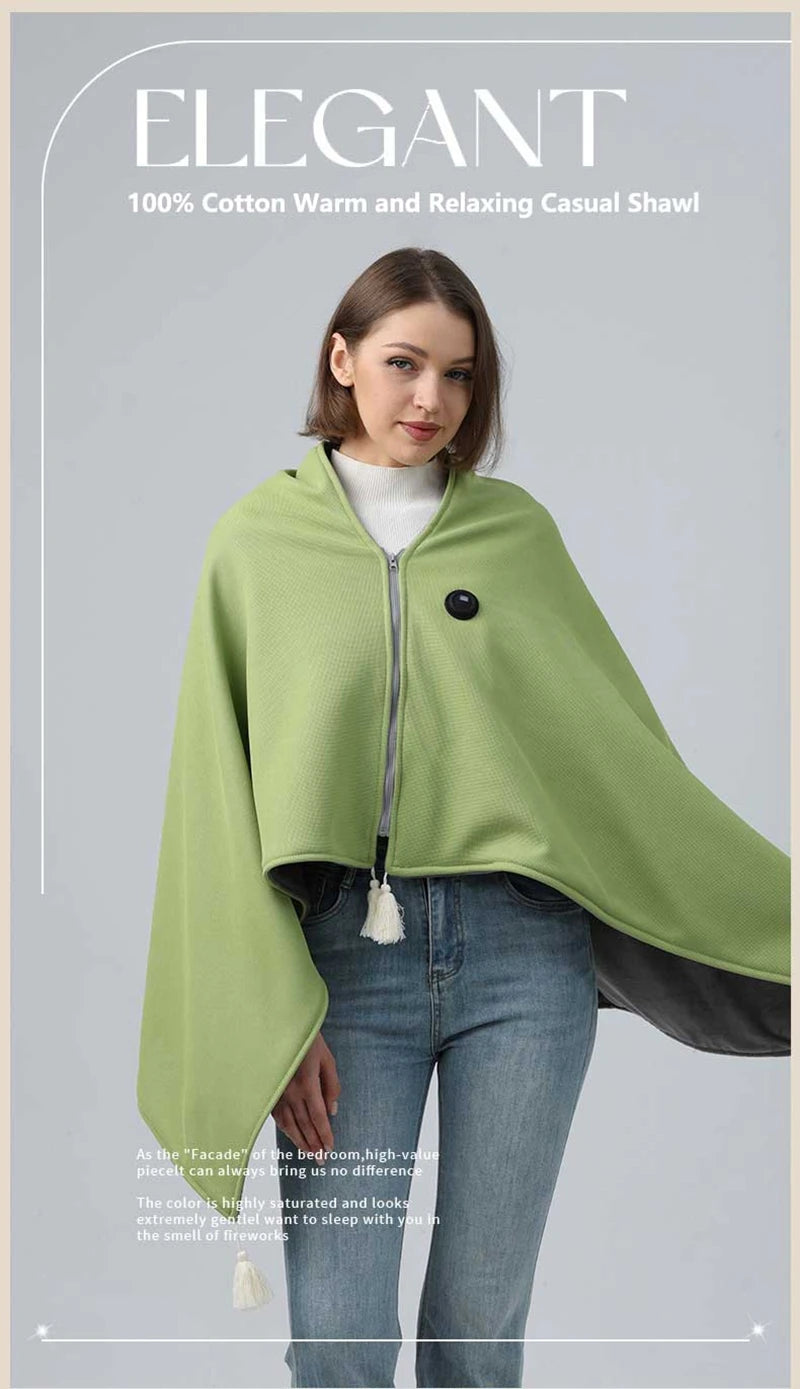 USB Heated Wearable Blanket Shawl with 3 Temperature Settings