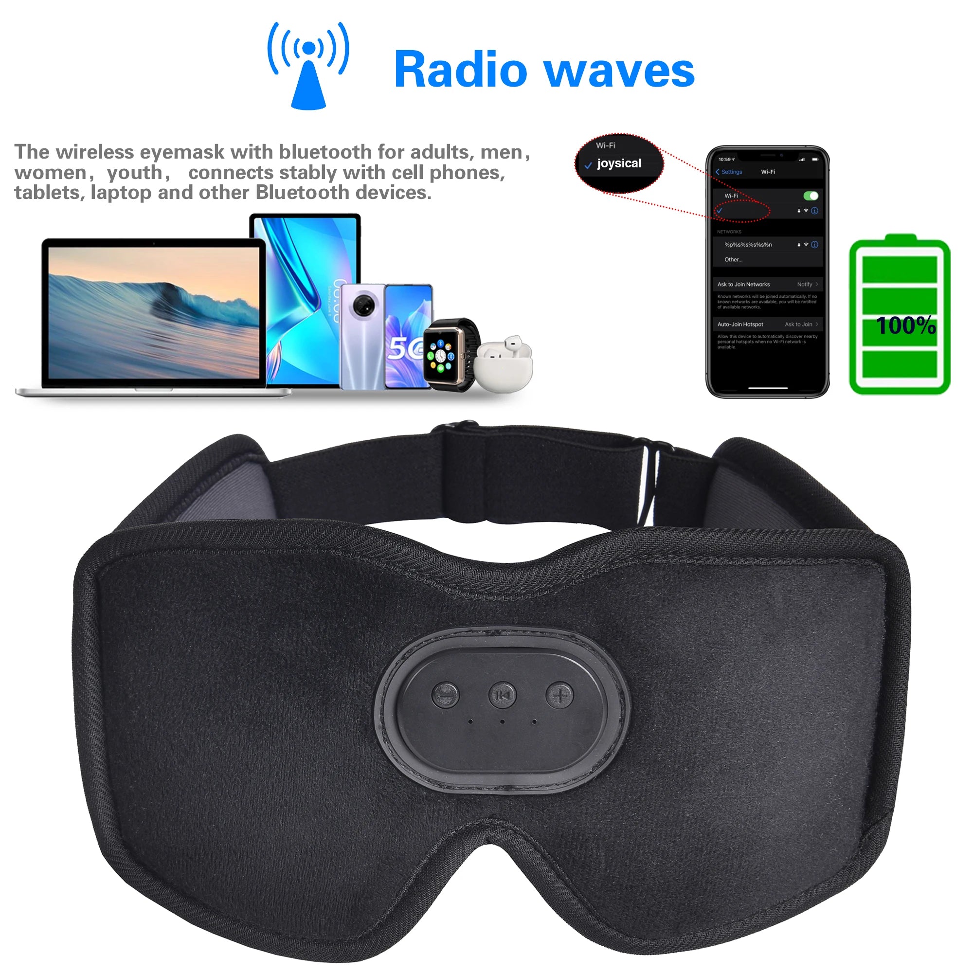 Heated Bluetooth Sleep Mask with Wireless Headphones