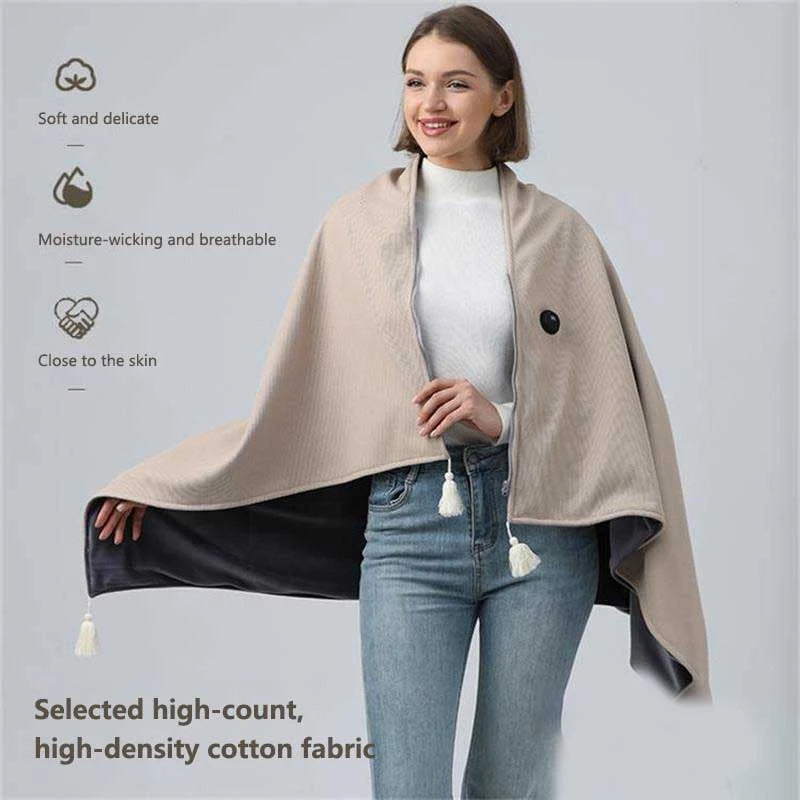 USB Heated Wearable Blanket Shawl with 3 Temperature Settings