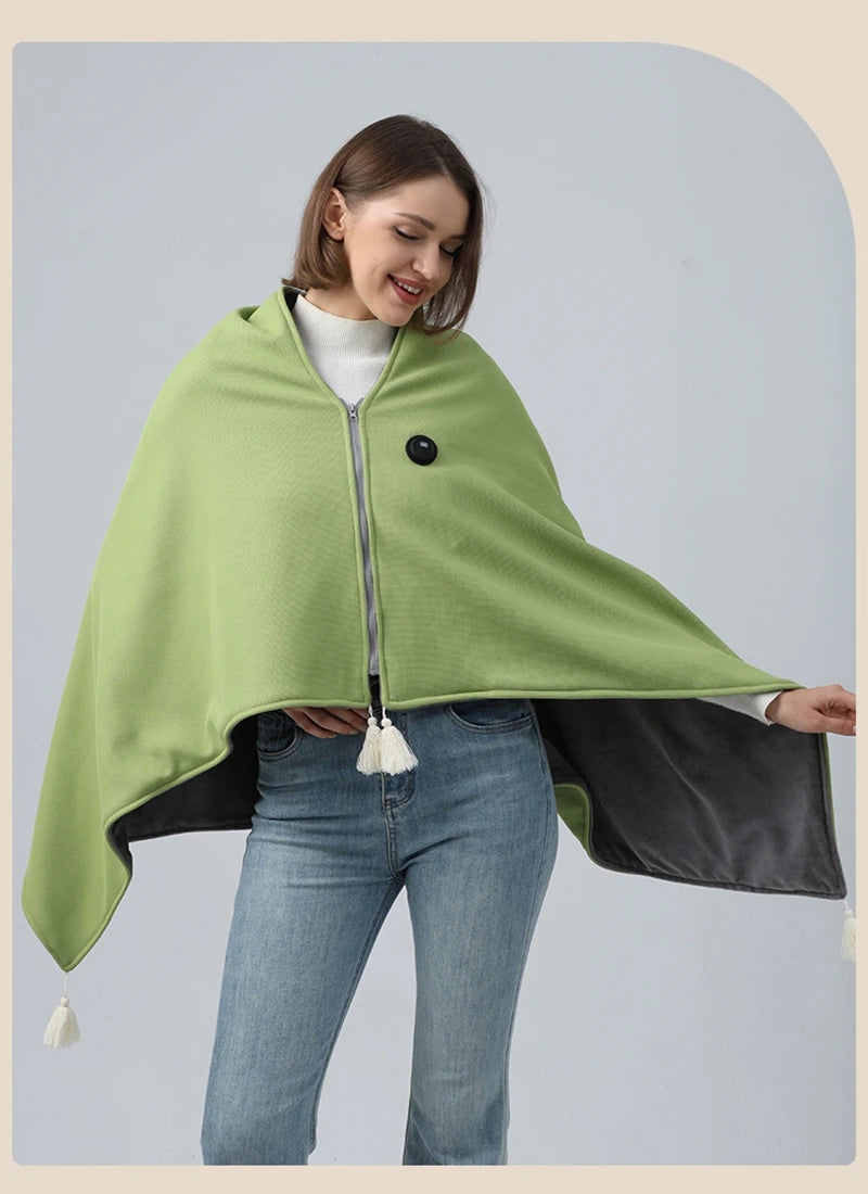 USB Heated Wearable Blanket Shawl with 3 Temperature Settings