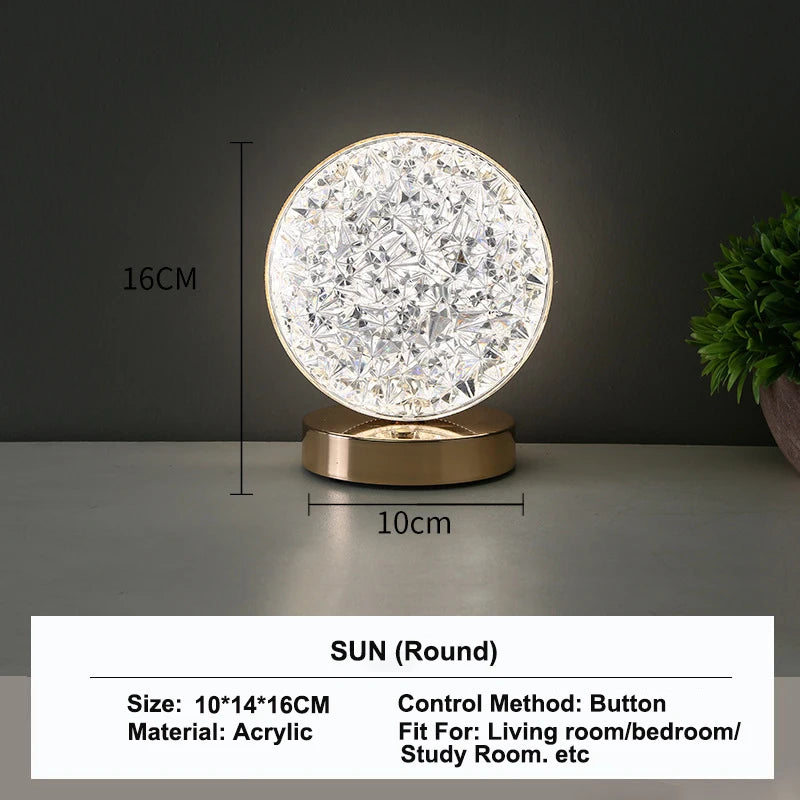 Touch Control 3D Crystal Night Light with Dimmable LED