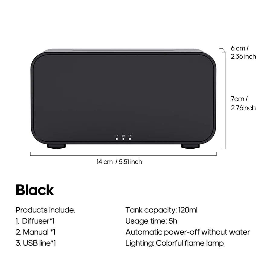 Flame Aroma Diffuser - Ultrasonic Humidifier with LED Light Effect