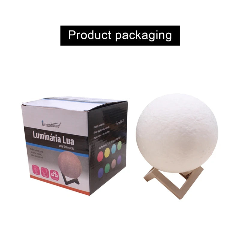 Moon Lamp - LED Night Light with Stand for Bedroom