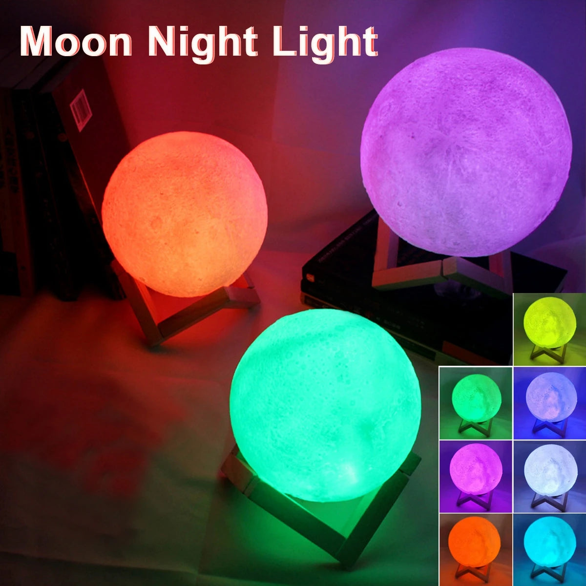 Moon Lamp - LED Night Light with Stand for Bedroom